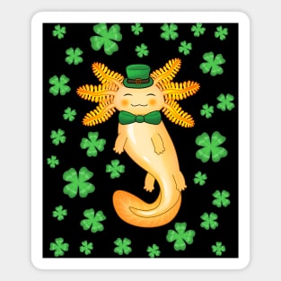 Golden Saint Patrick's day axolotl Magnet